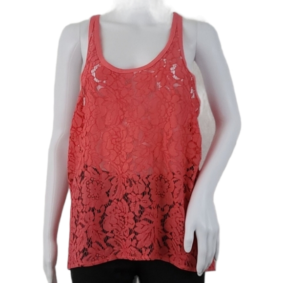 Chaser Tops - Chaser Lace Racer Back Hi Lo Tank Top